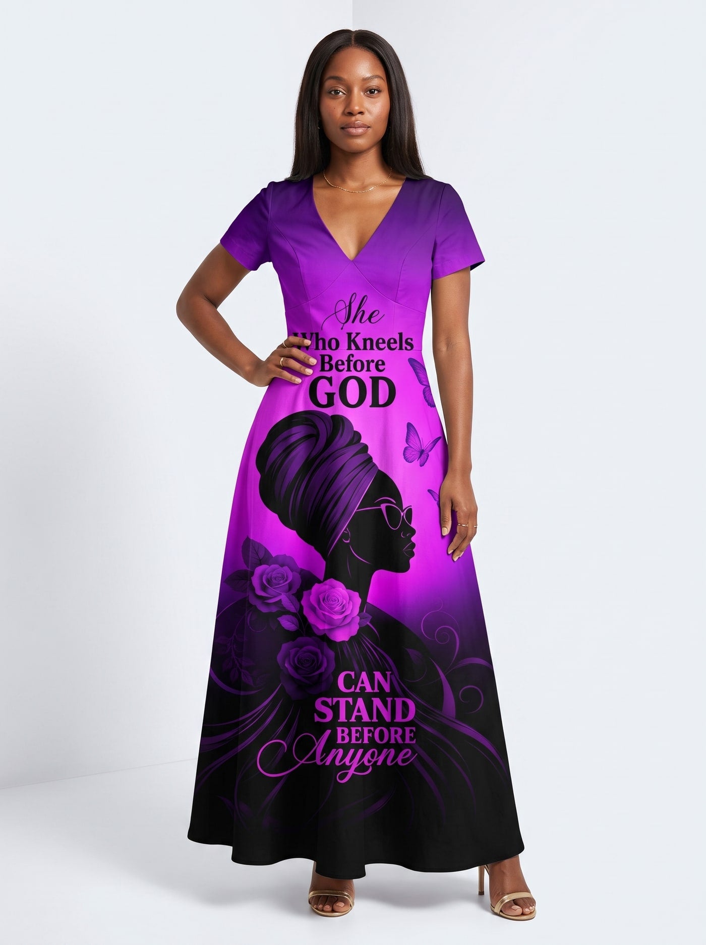 "Selah" Purple Short Sleeve Maxi Dress