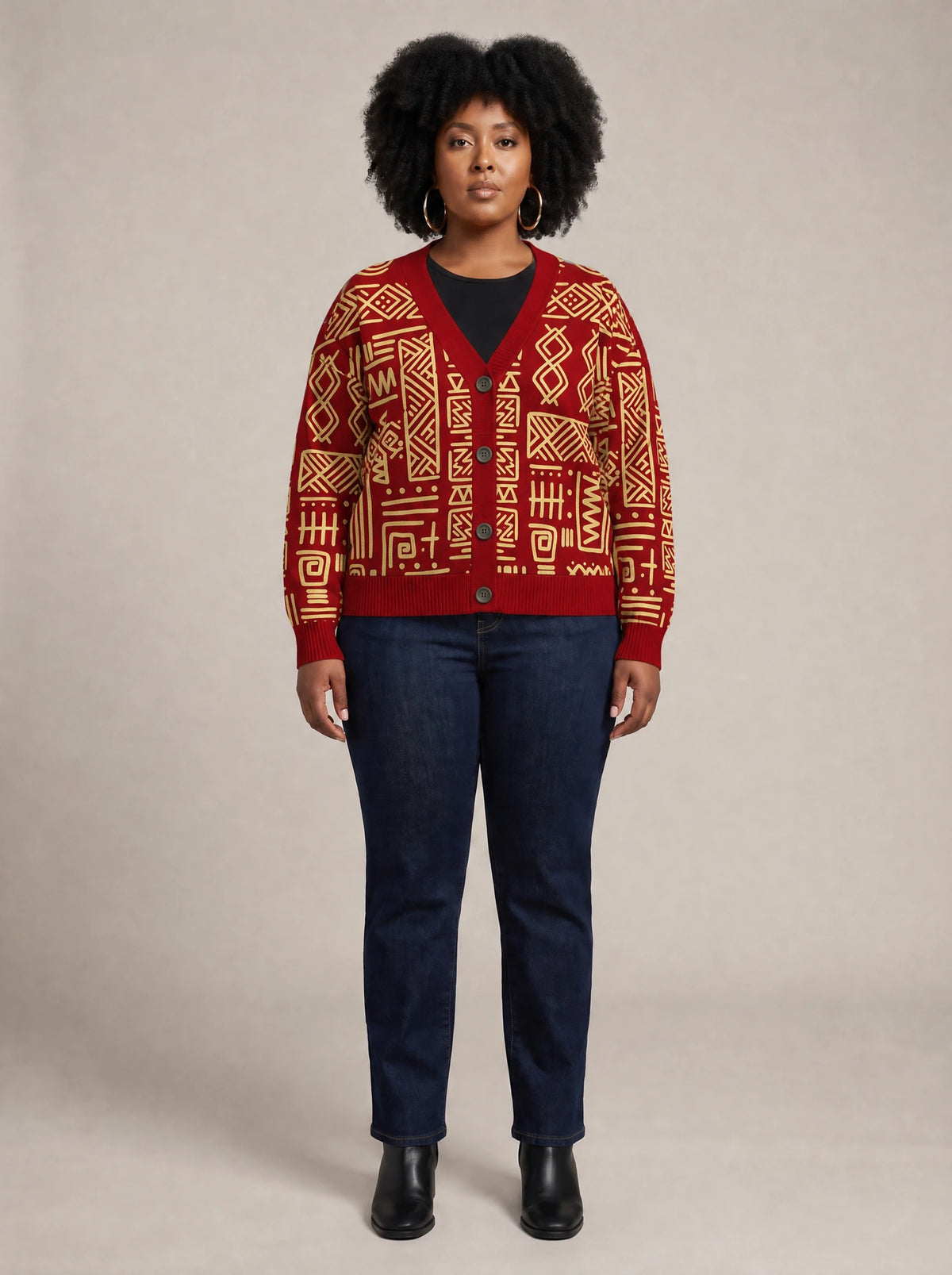 "Alama" Cardigan — front view on model