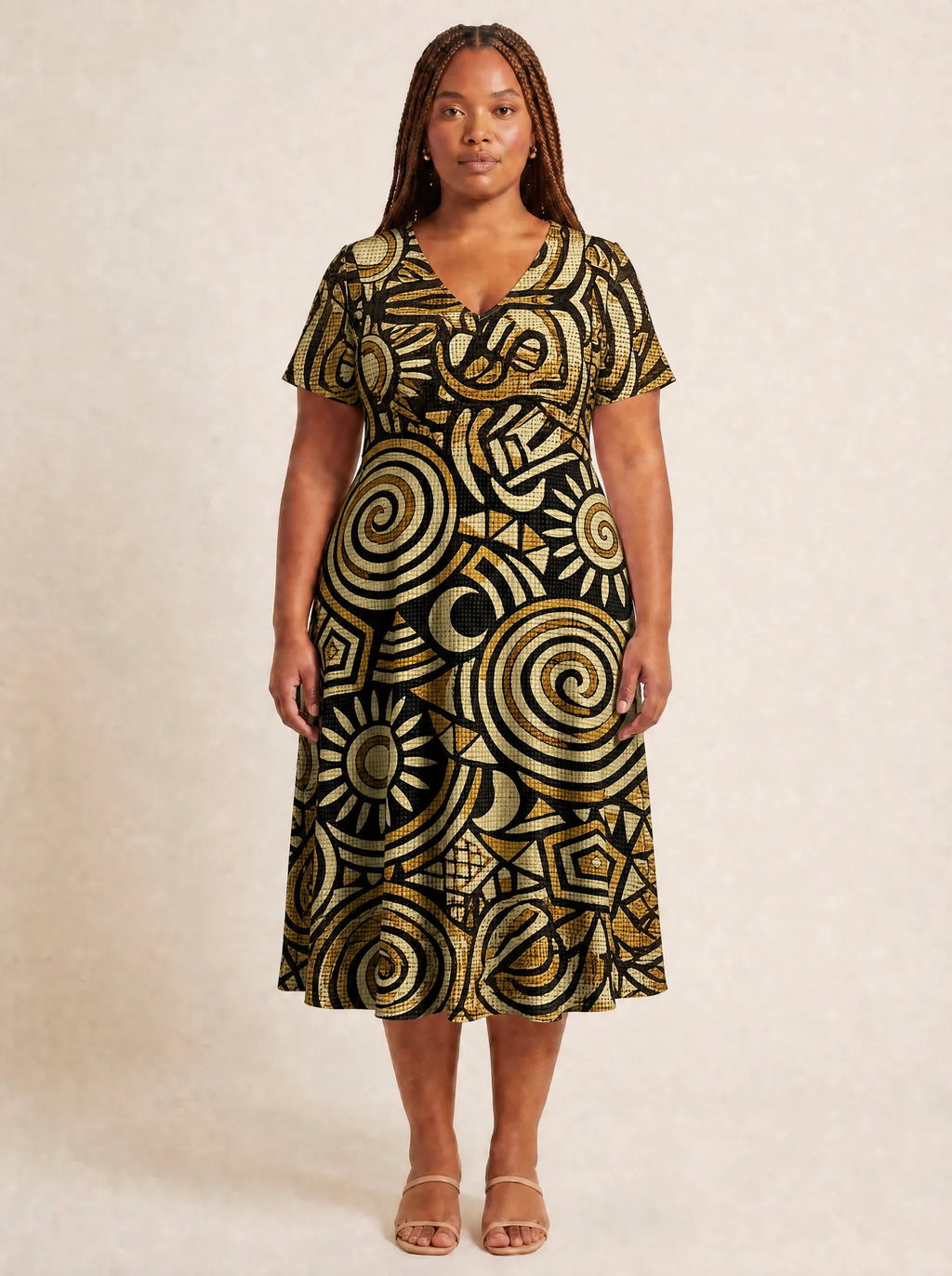 "Sahara" V Neck Midi Dress