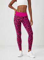 "Unstoppable" Pink Leopard Leggings — front view on model