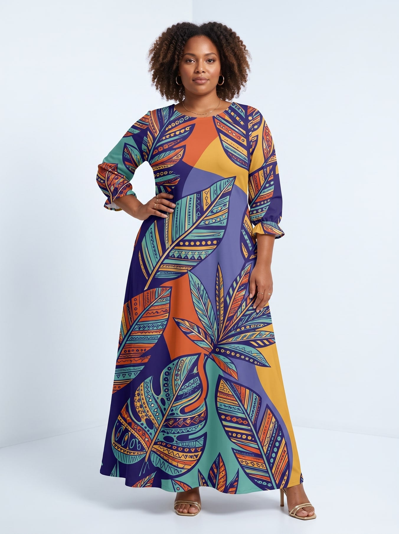 "Majani" Long Sleeve Maxi Dress