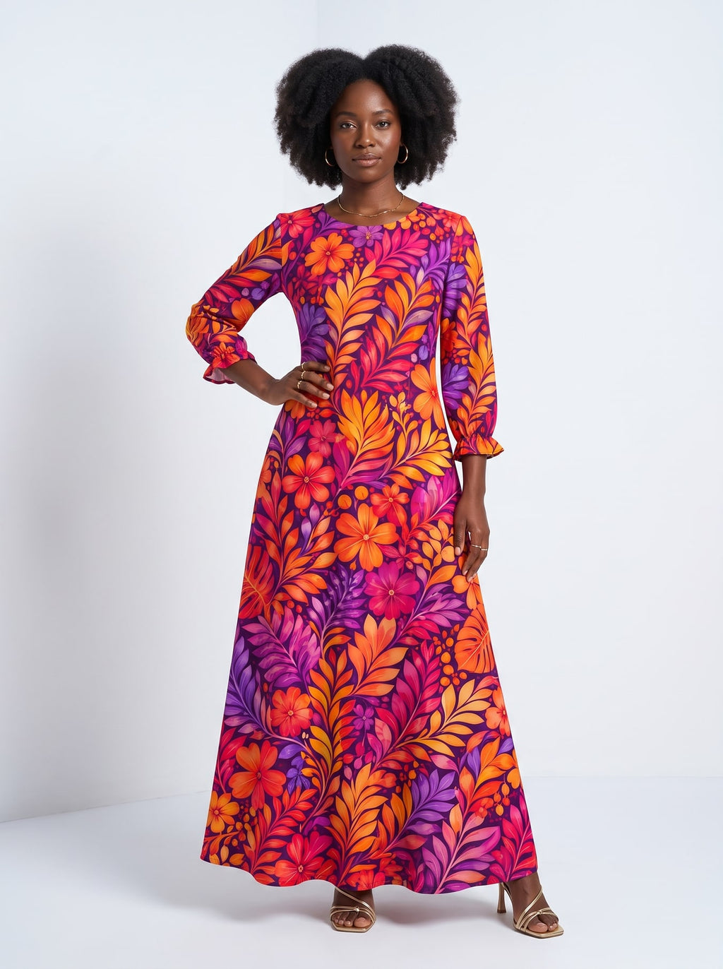 "Waridi" Long Sleeve Maxi Dress