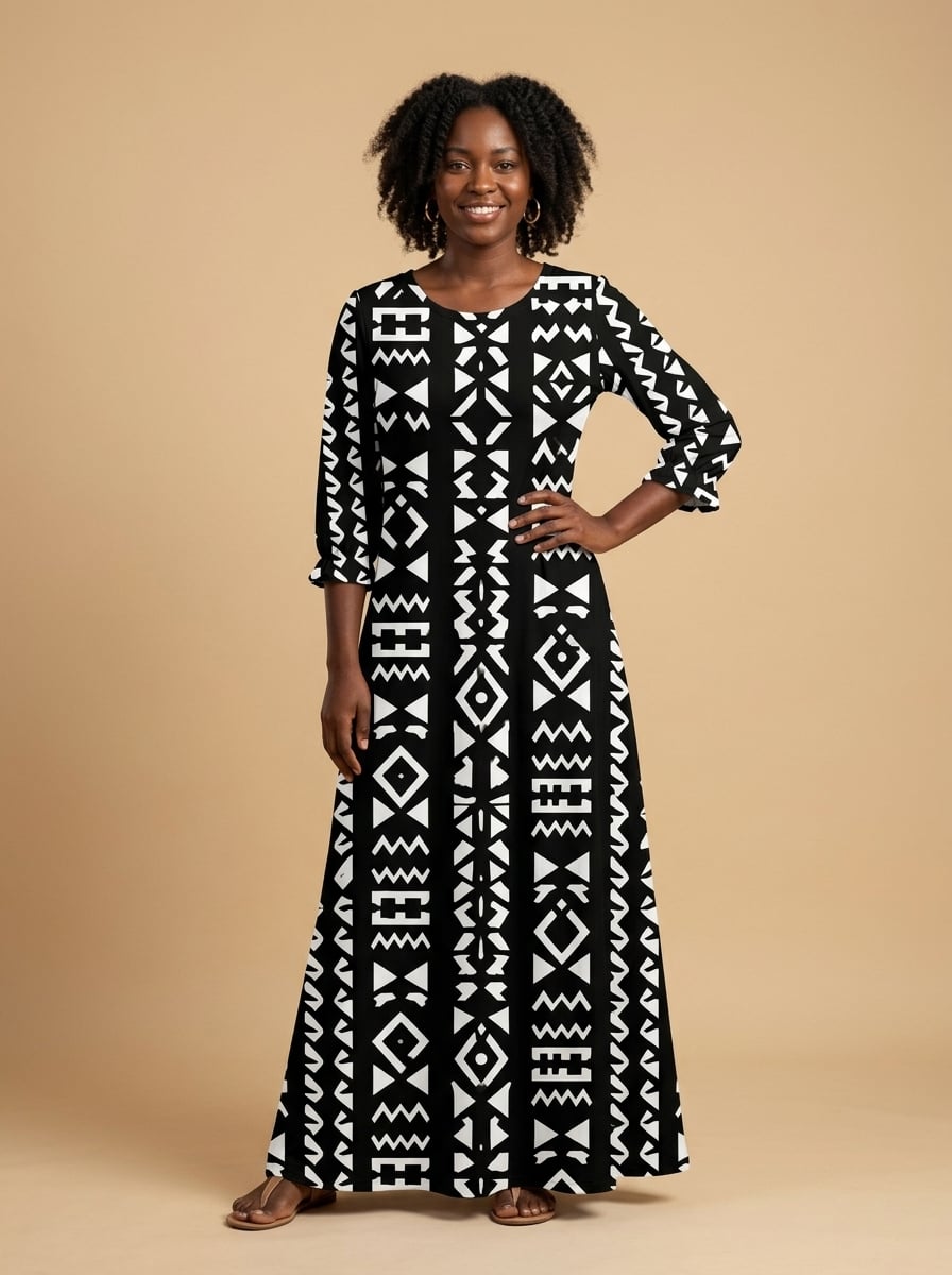 "Kuba" Long Sleeve Maxi Dress