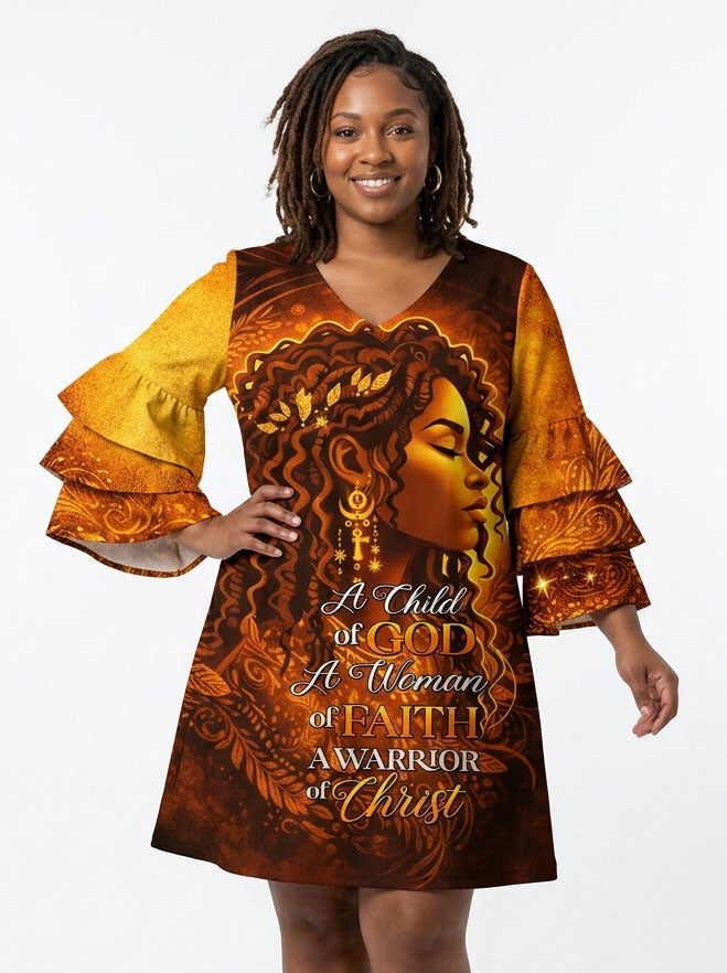 "Amara" Stacked Ruffle Sleeve Dress