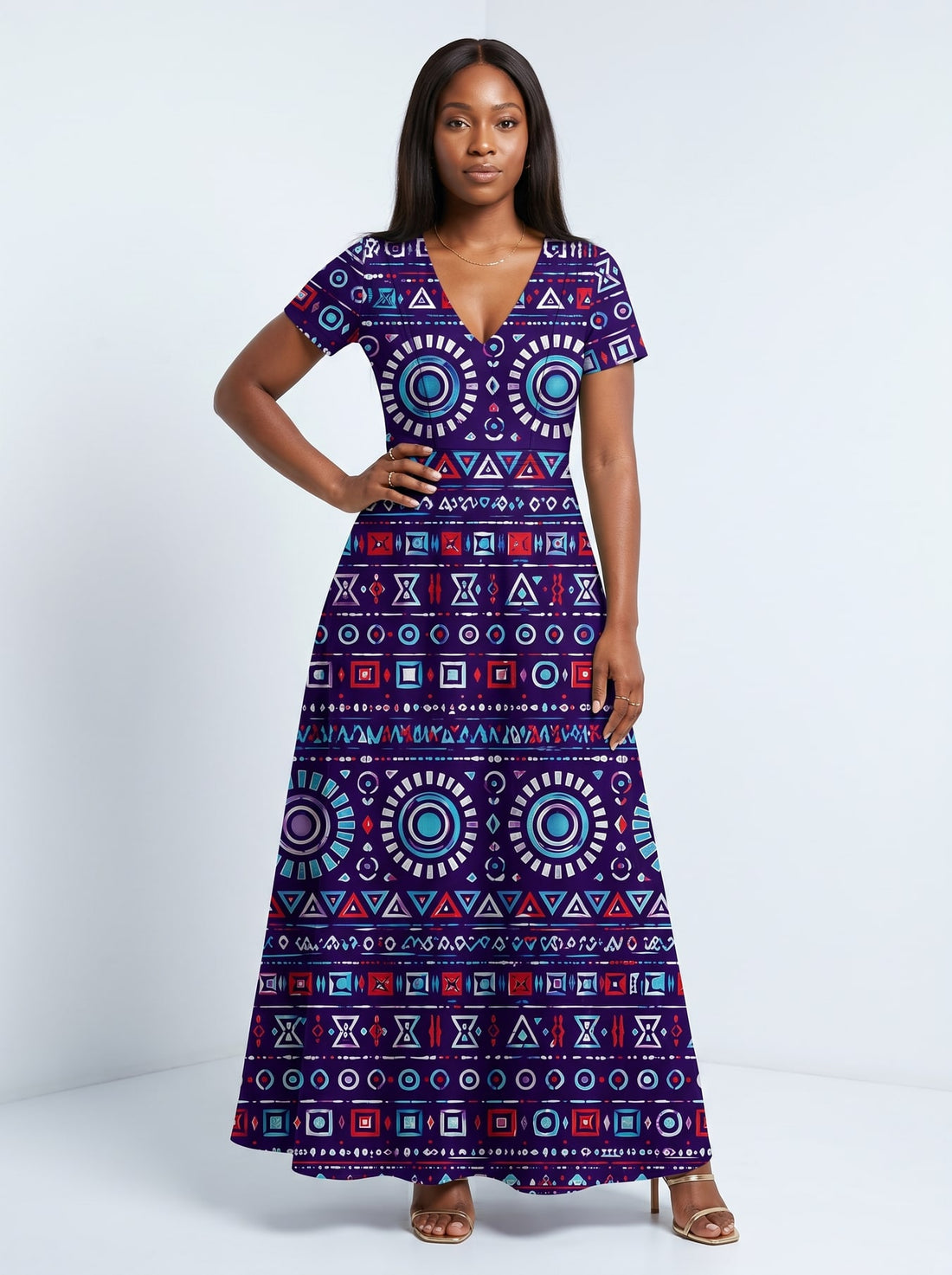 "Nia" Short Sleeve Maxi Dress
