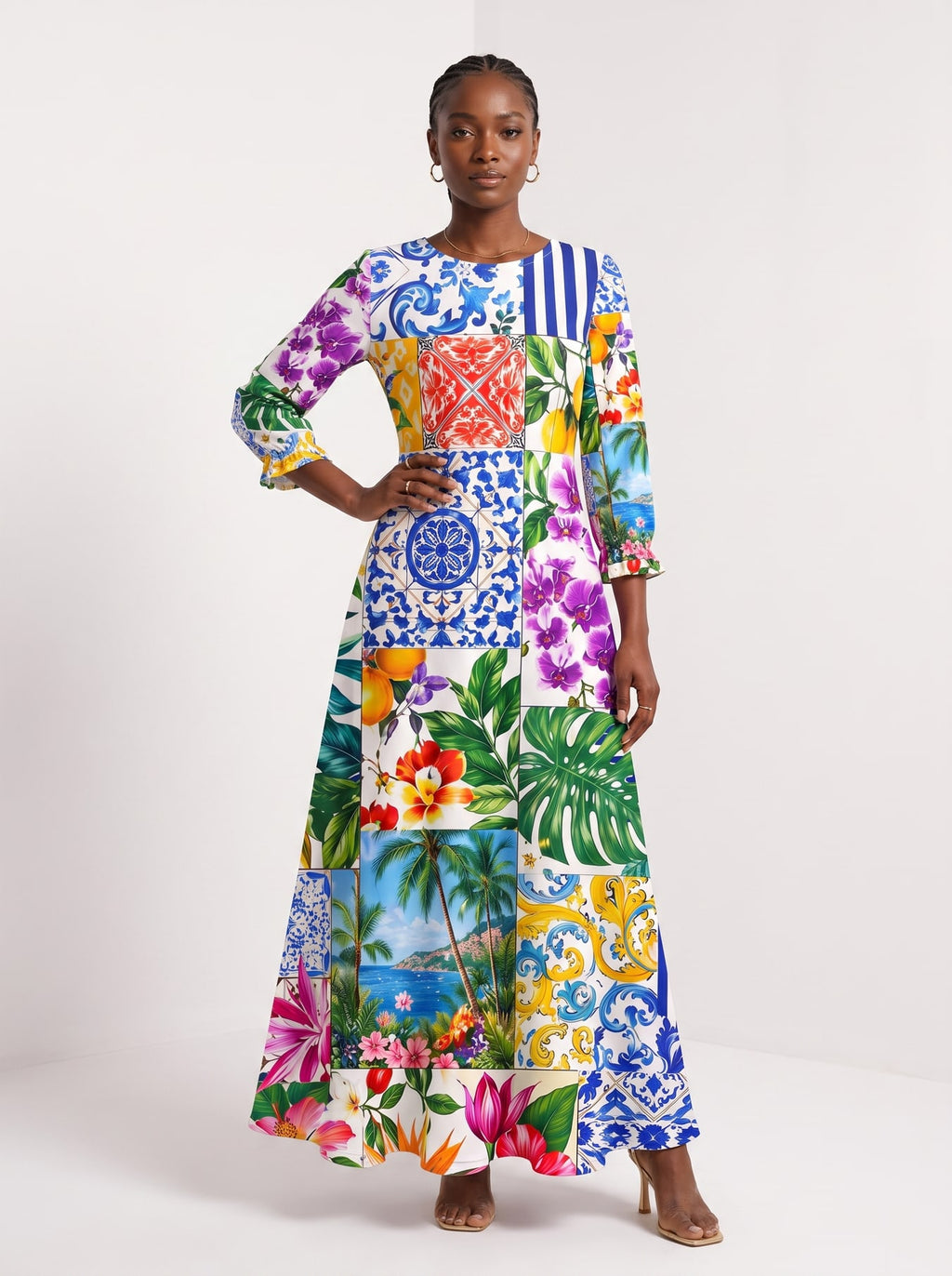 "Kisiwa" Long Sleeve Maxi Dress