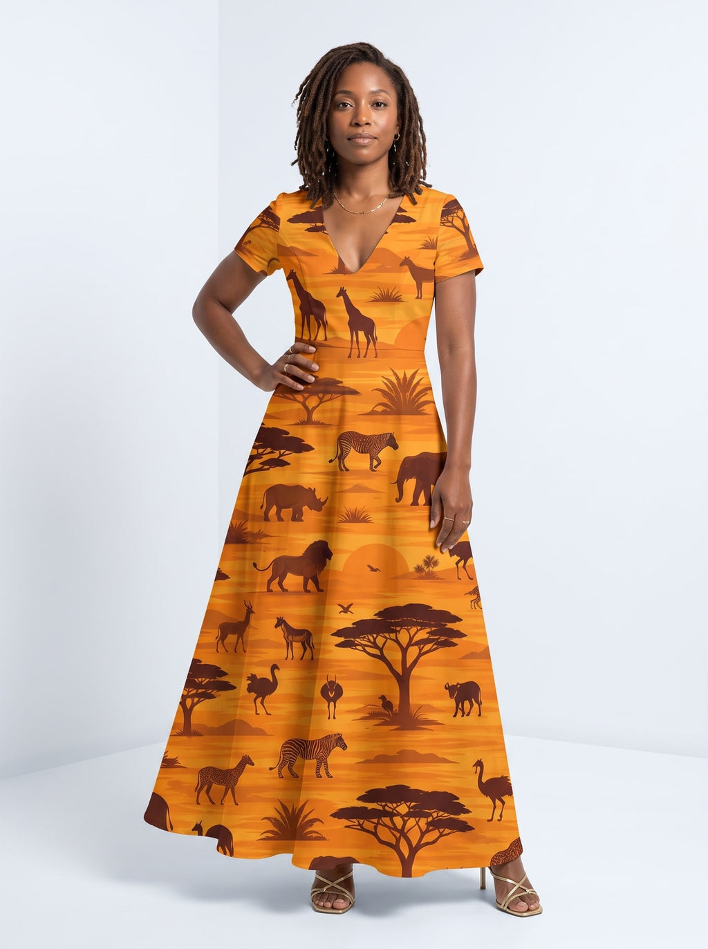"Mbuga" Short Sleeve Maxi Dress