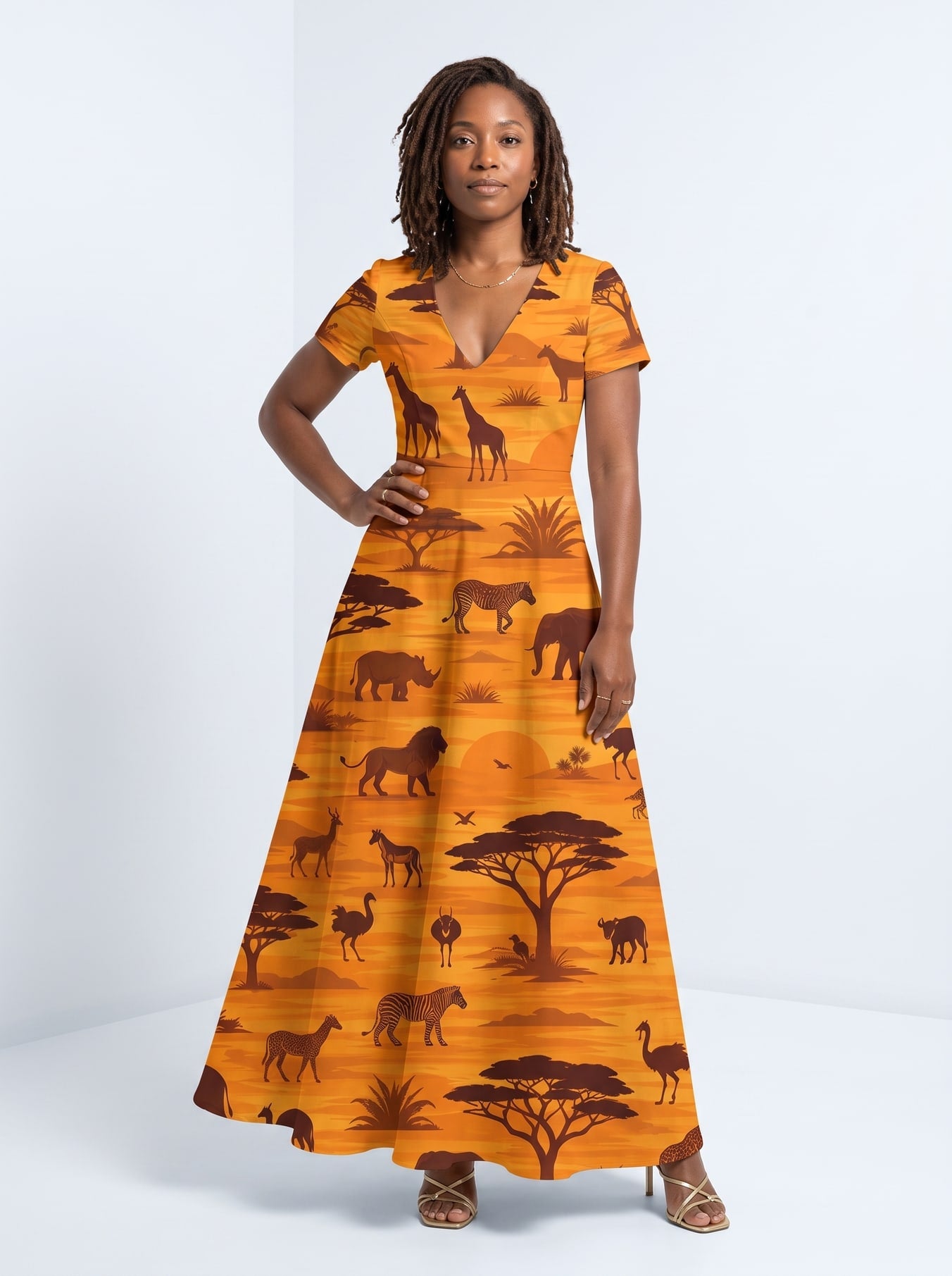 "Mbuga" Short Sleeve Maxi Dress