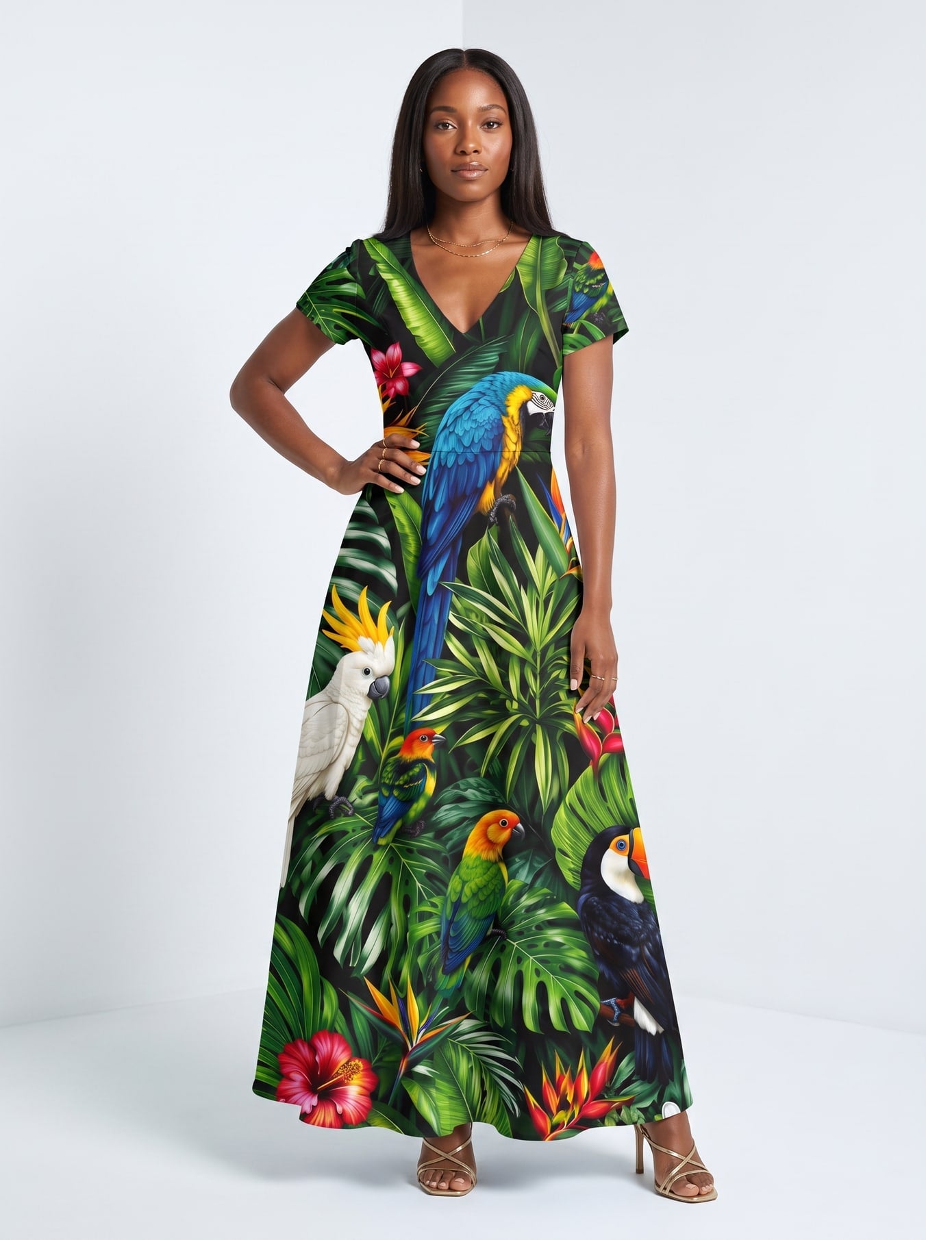 "Manyoya" Short Sleeve Maxi Dress