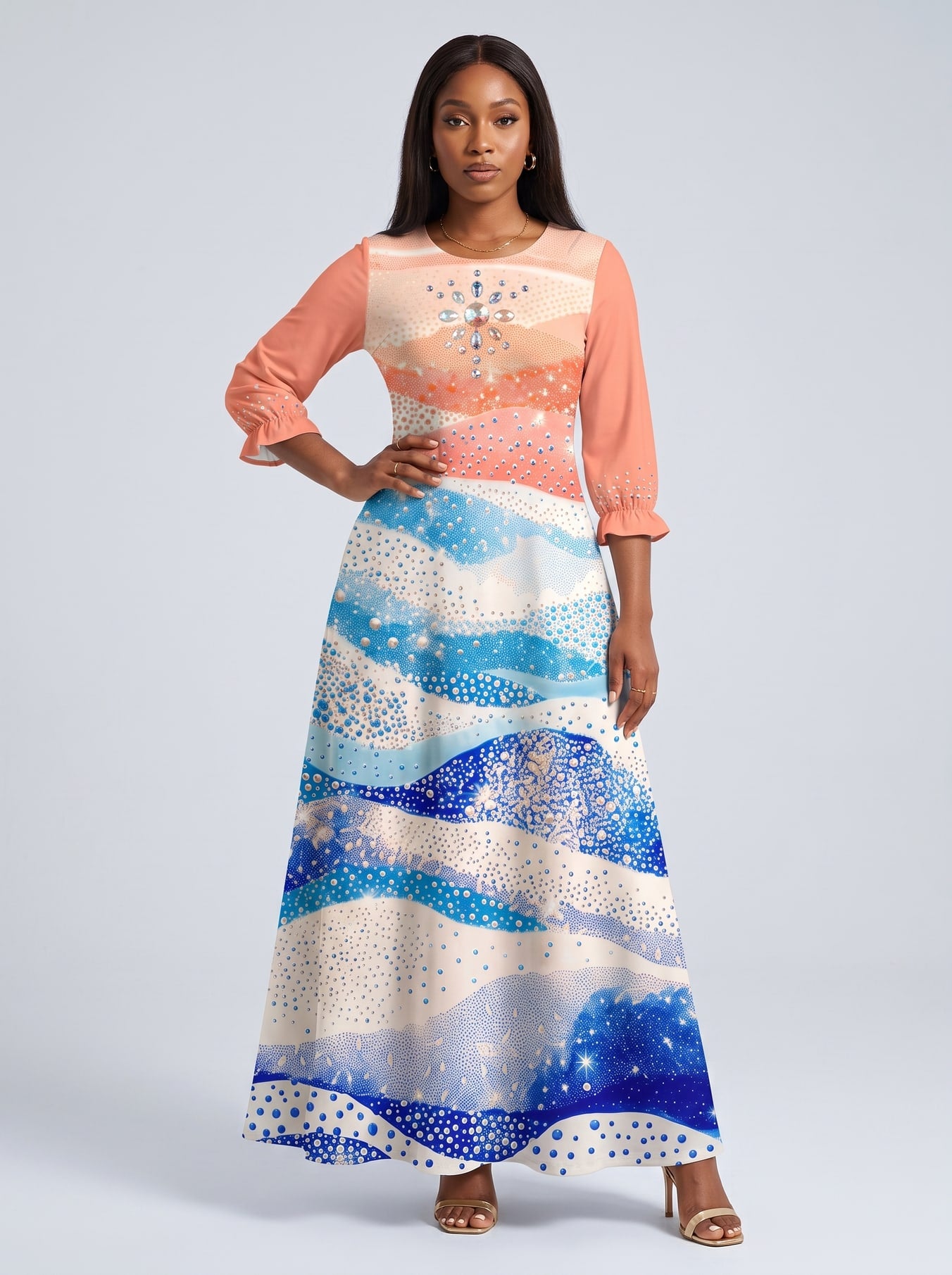 "Maji" Long Sleeve Maxi Dress
