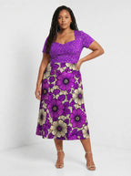 "Shani" Sweetheart Midi Dress — front view on model