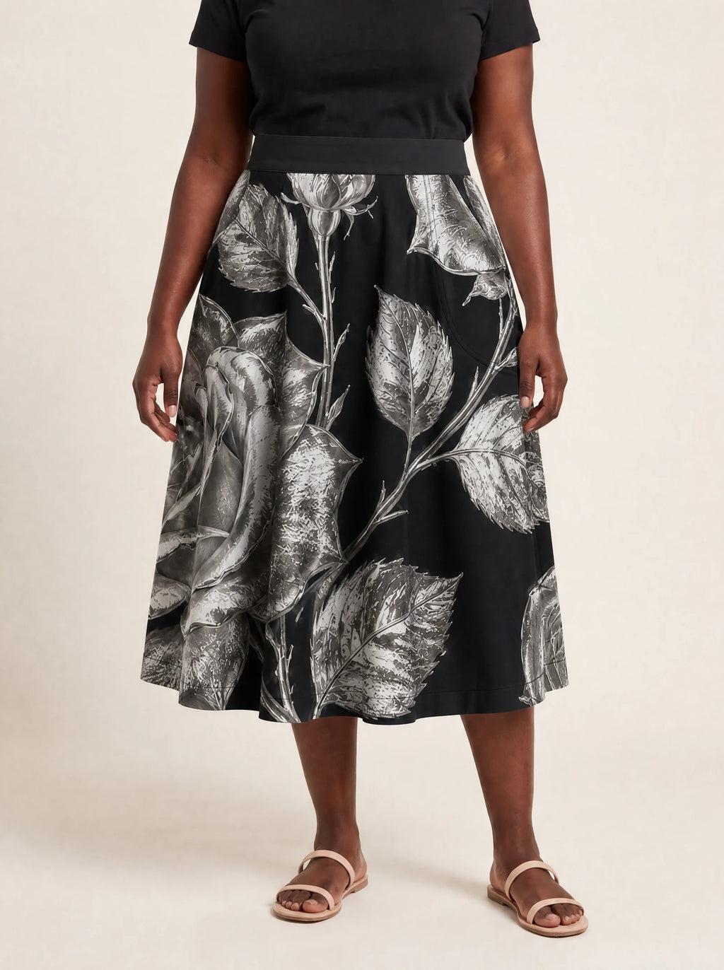 "Usiku" Twirl Skirt — front view on model