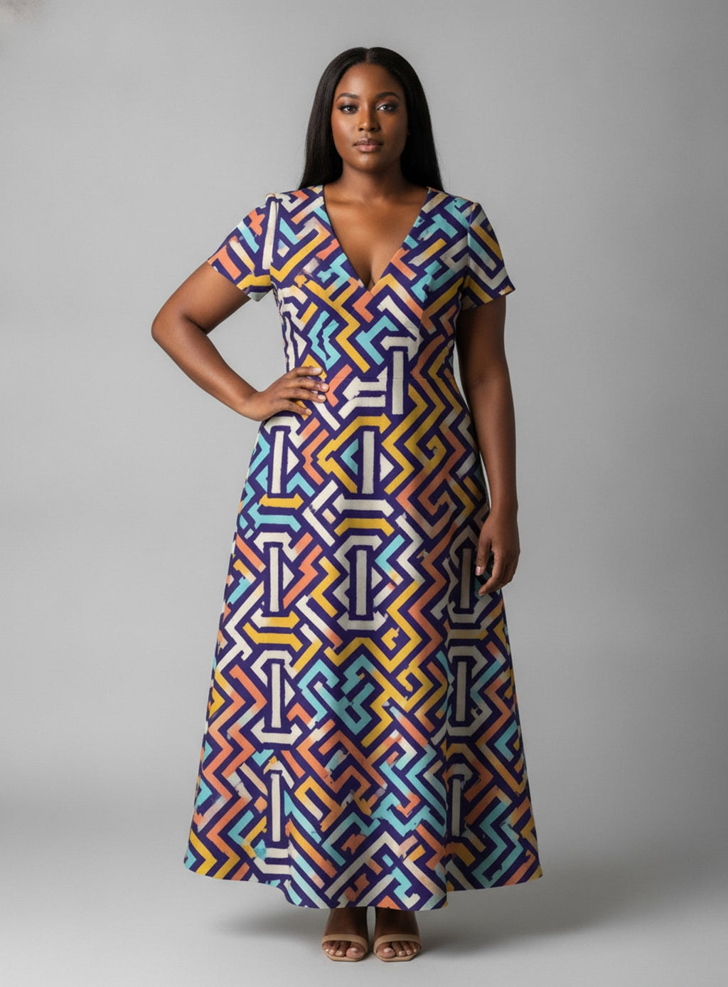 "Njia" Short Sleeve Maxi Dress