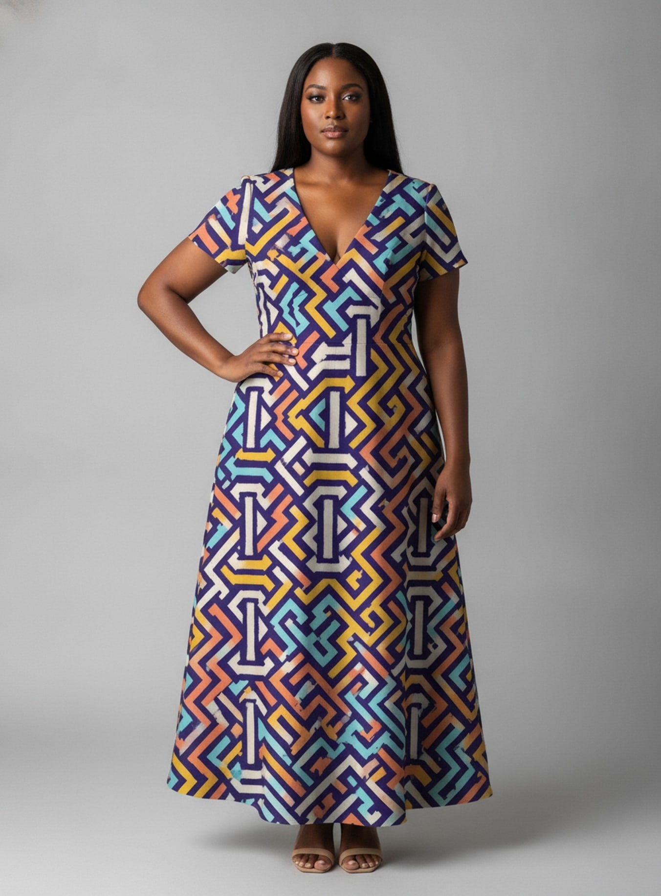 "Njia" Short Sleeve Maxi Dress