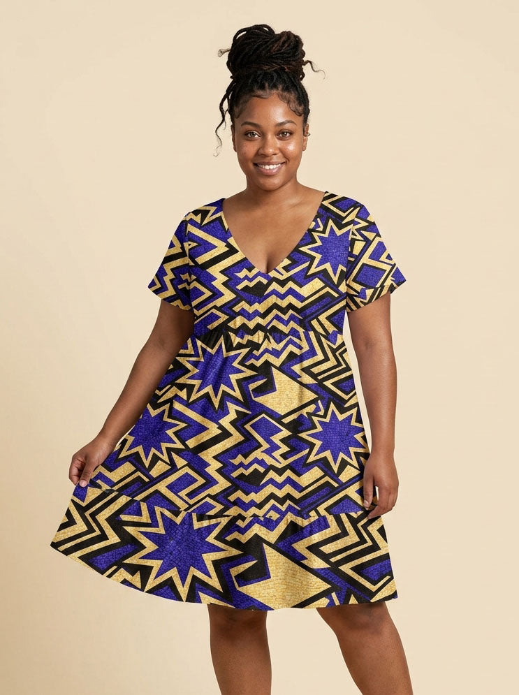 Royal Blue Sheba Floral Dress