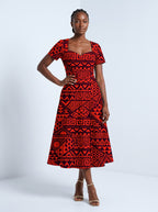 "Shaka Burgundy" Sweetheart Midi Dress