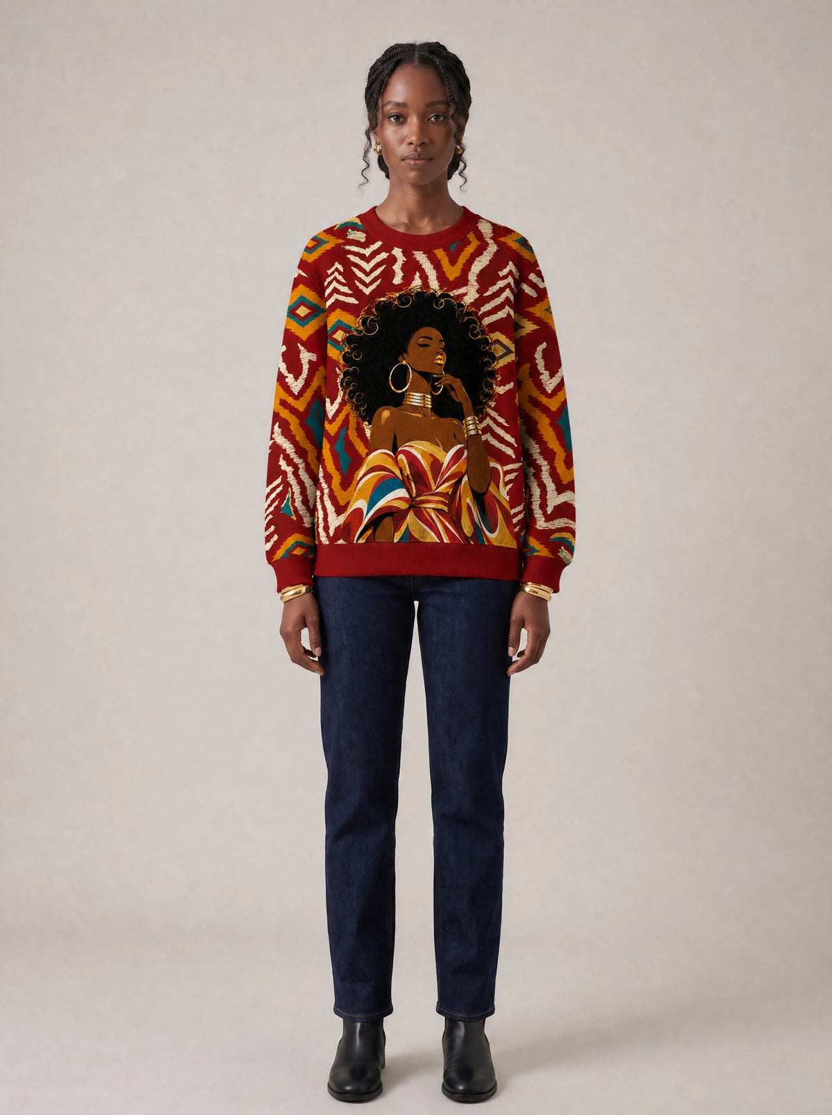 "Mavazi" Sweatshirt — front view on model