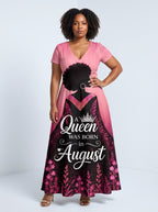 "August Queen Pink" Short Sleeve Maxi Dress