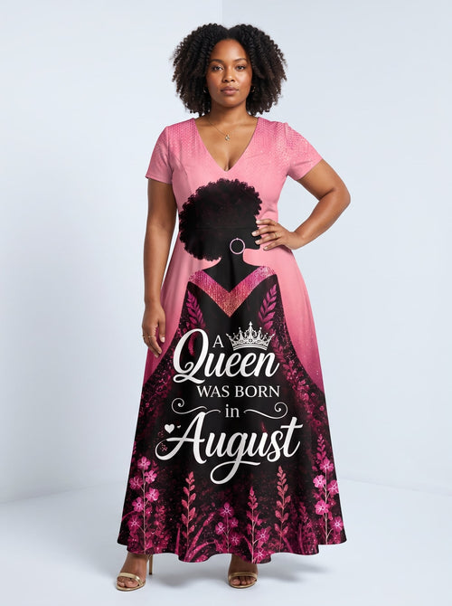 "August Queen Pink" Short Sleeve Maxi Dress