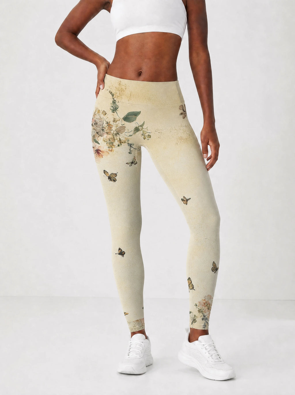 Gorgeous Black Queen Leggings — front view on model