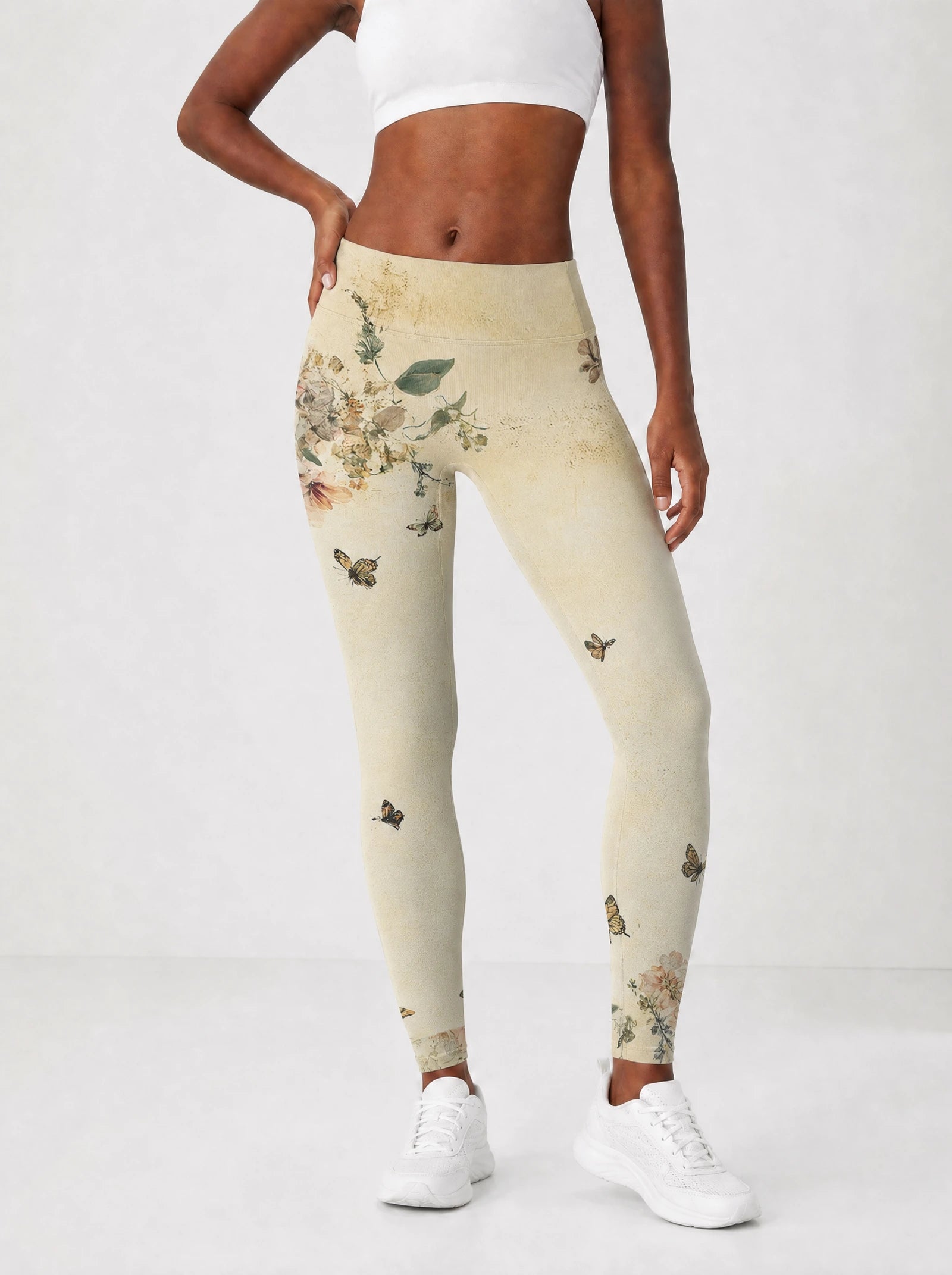 Gorgeous Black Queen Leggings — front view on model
