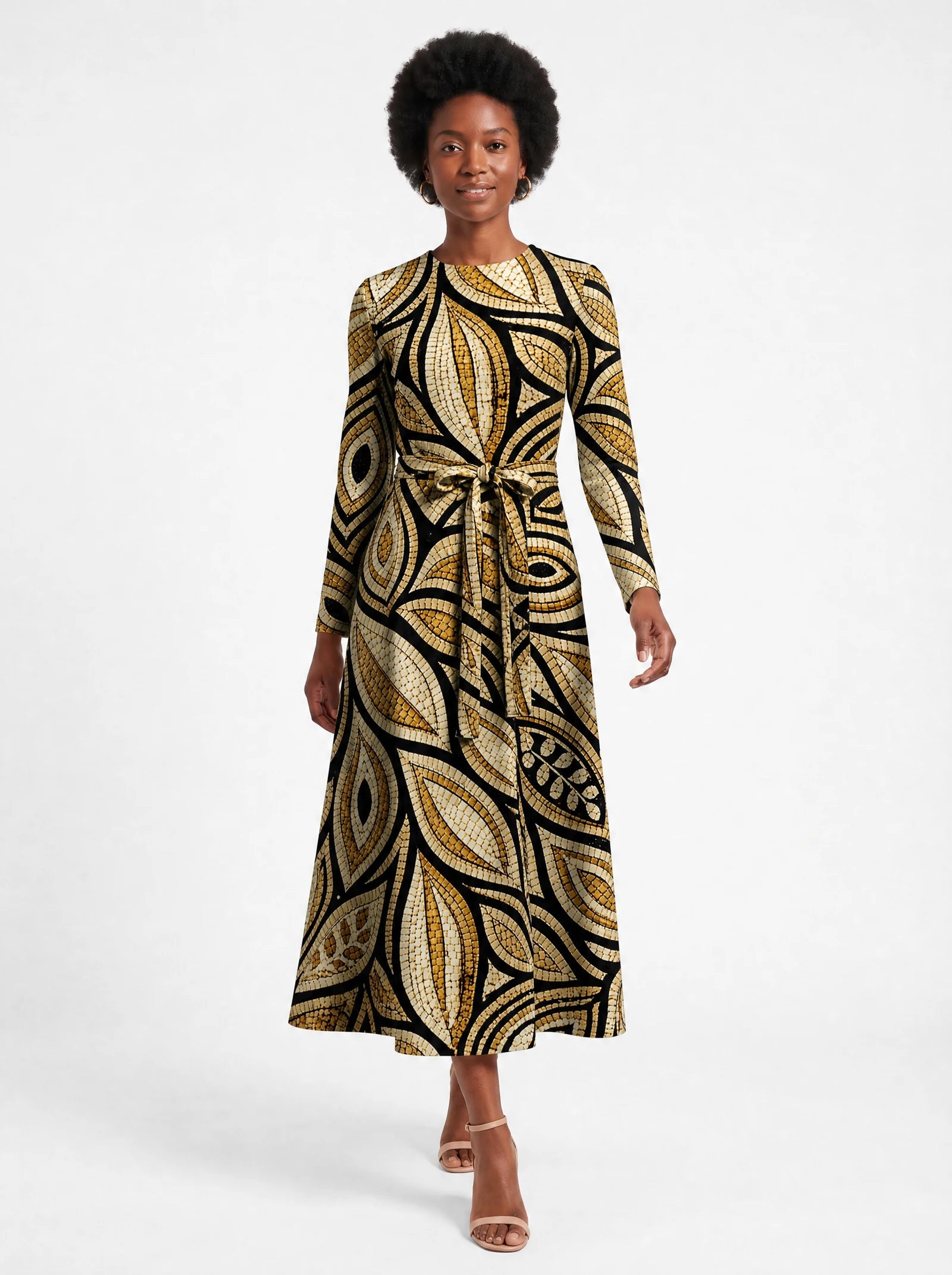"Ashanti" Viscose Midi Dress — front view on model