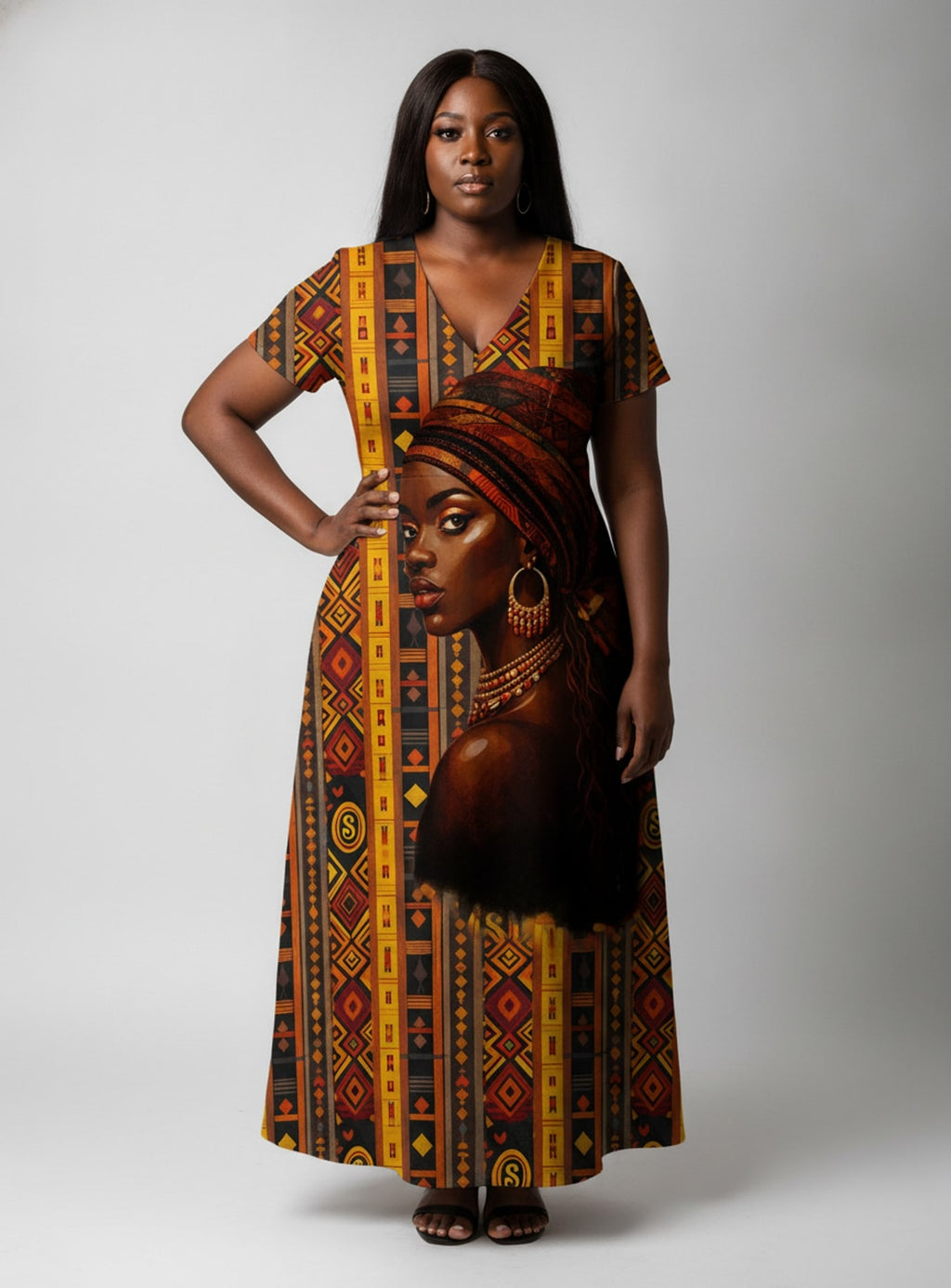"Melanin Radiance" Short Sleeve Maxi Dress