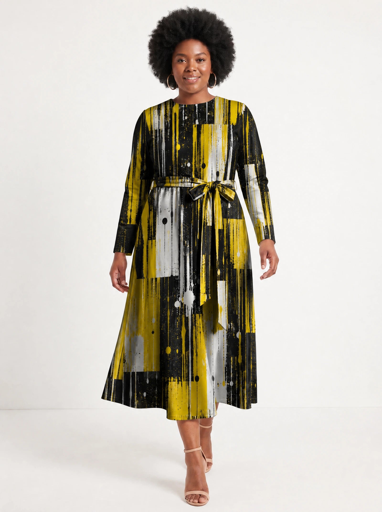"Mvua" Viscose Midi Dress — front view on model