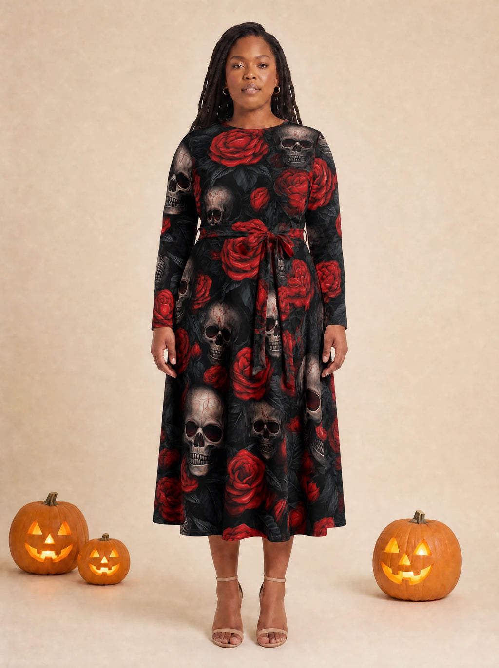 "Uchawi" Long Sleeve Midaxi Dress — front view on model
