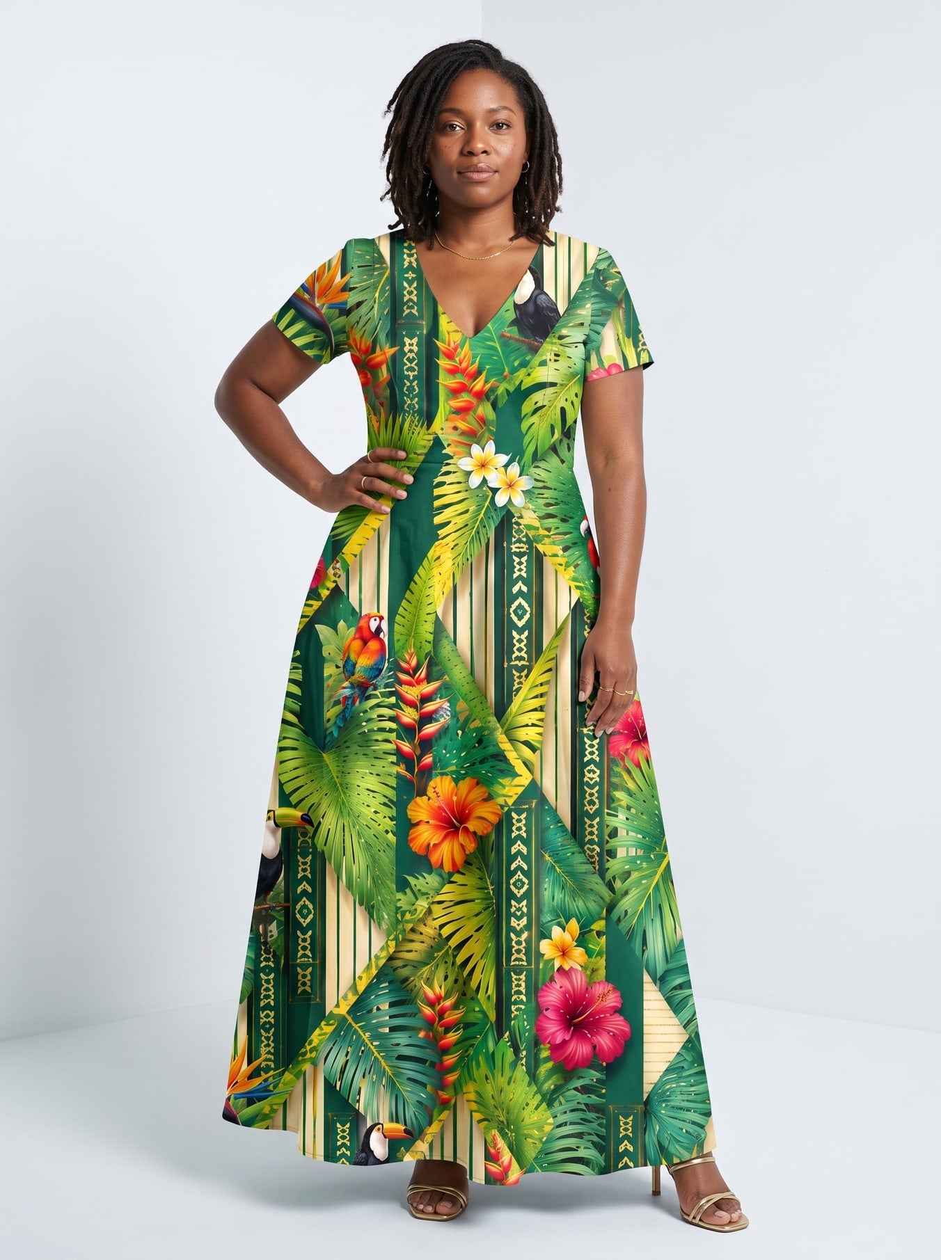 "Msitu" Short Sleeve Maxi Dress