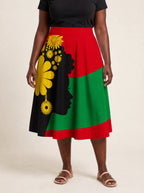 "Furaha" Twirl Skirt — cropped front view on model