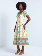 "Alizeti" Sweetheart Midi Dress