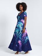 "Bahari" Short Sleeve Maxi Dress