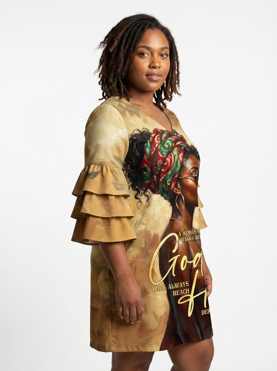 Faith Sunflower Stacked Ruffle Sleeve Dress
