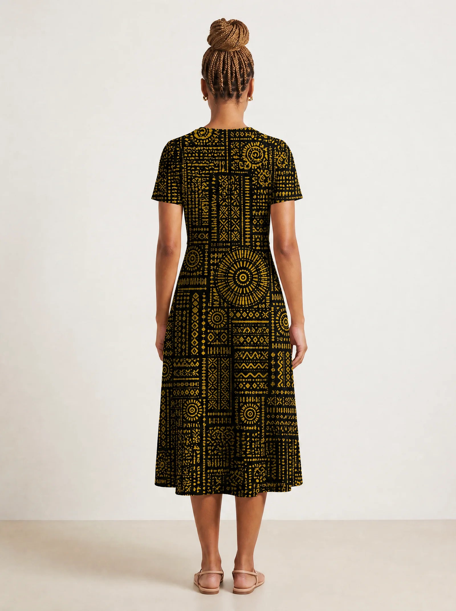 "Lamu" V Neck Midi Dress