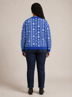 "Oshun Royal Blue" Cardigan — back view on model