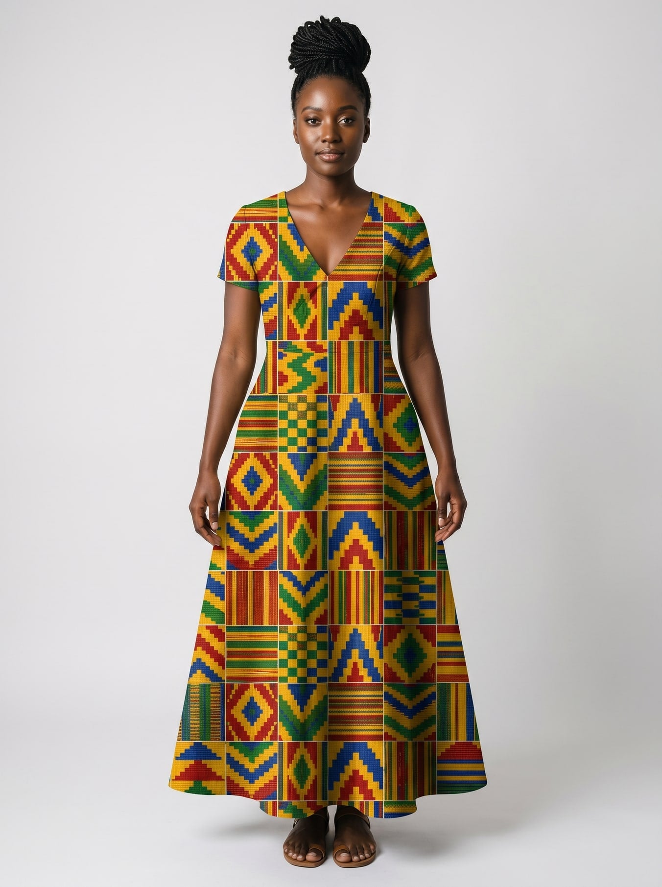 "Kumasi" Short Sleeve Maxi Dress