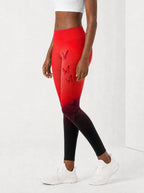 "Selah" Red Leggings — side view on model