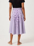 "Zambarau" Twirl Skirt — back view on model