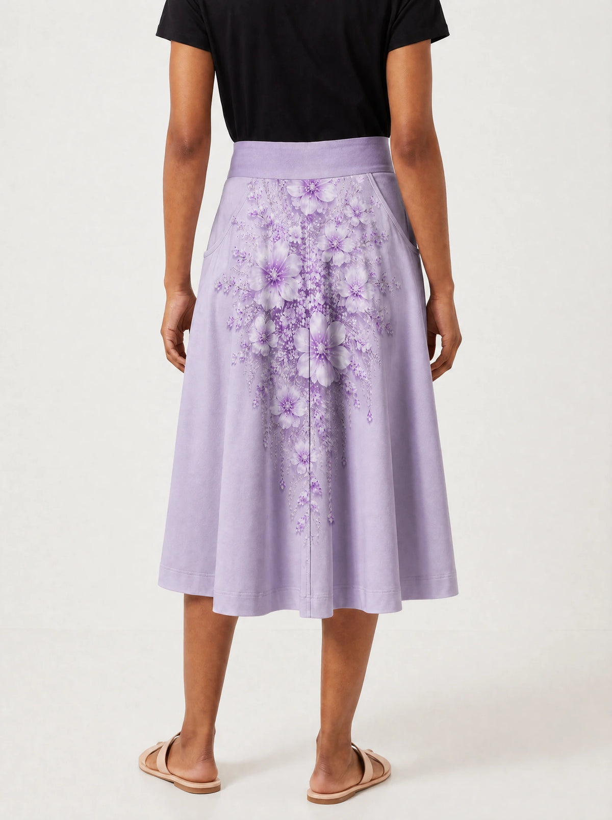 "Zambarau" Twirl Skirt — back view on model