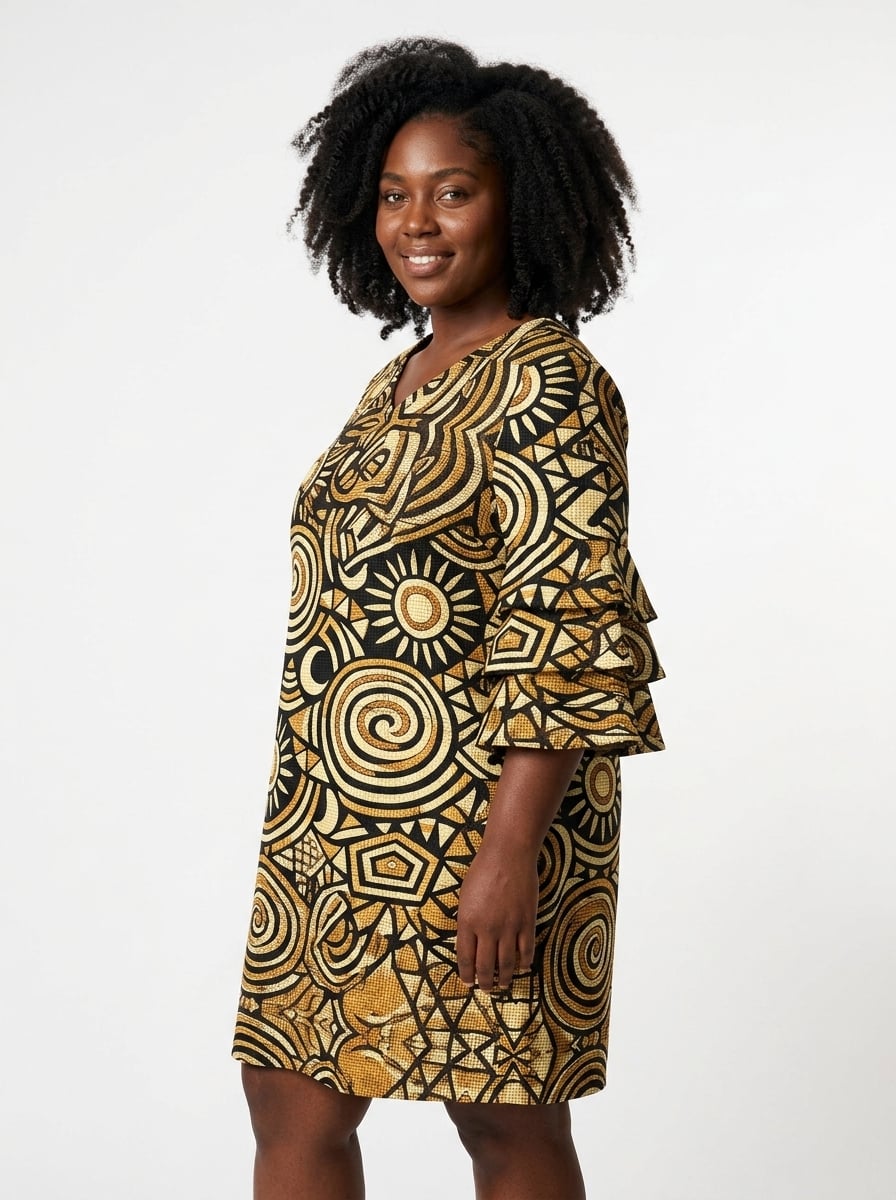Sahara Stacked Ruffle Sleeve Dress