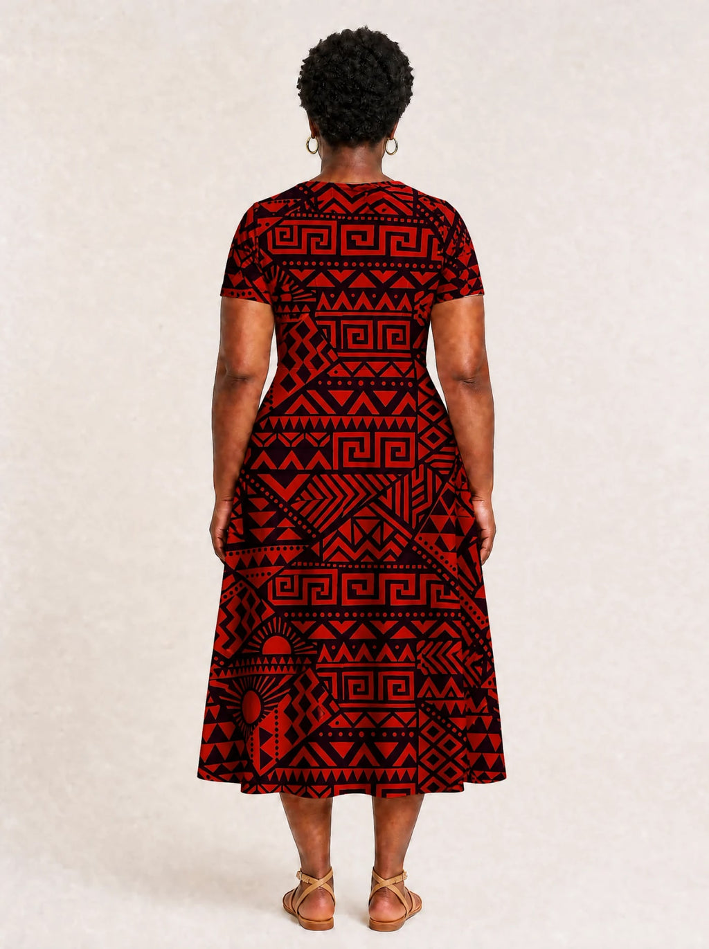 "Shaka Burgundy" V Neck Midi Dress Promo