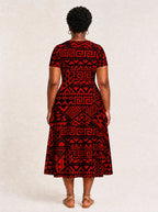"Shaka Burgundy" V Neck Midi Dress Promo
