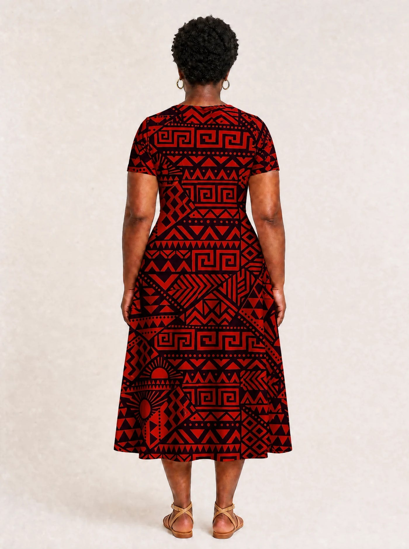 "Shaka Burgundy" V Neck Midi Dress Promo