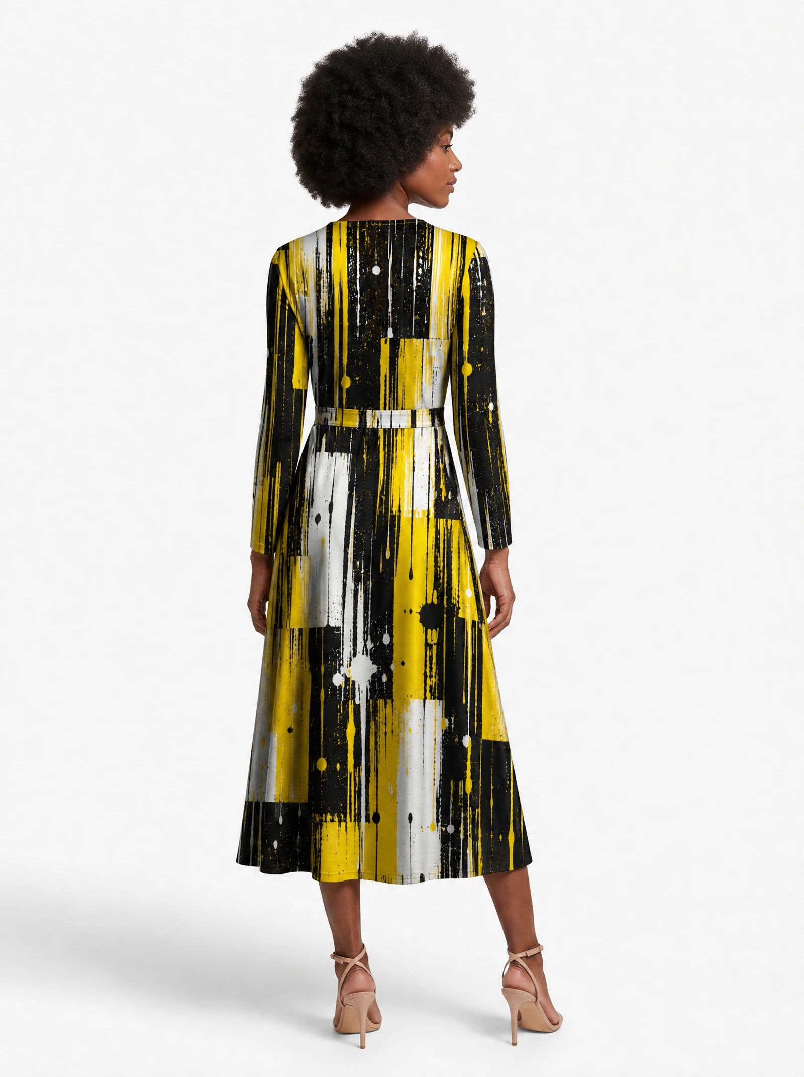 "Mvua" Viscose Midi Dress — back view on model