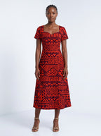 "Shaka Burgundy" Sweetheart Midi Dress