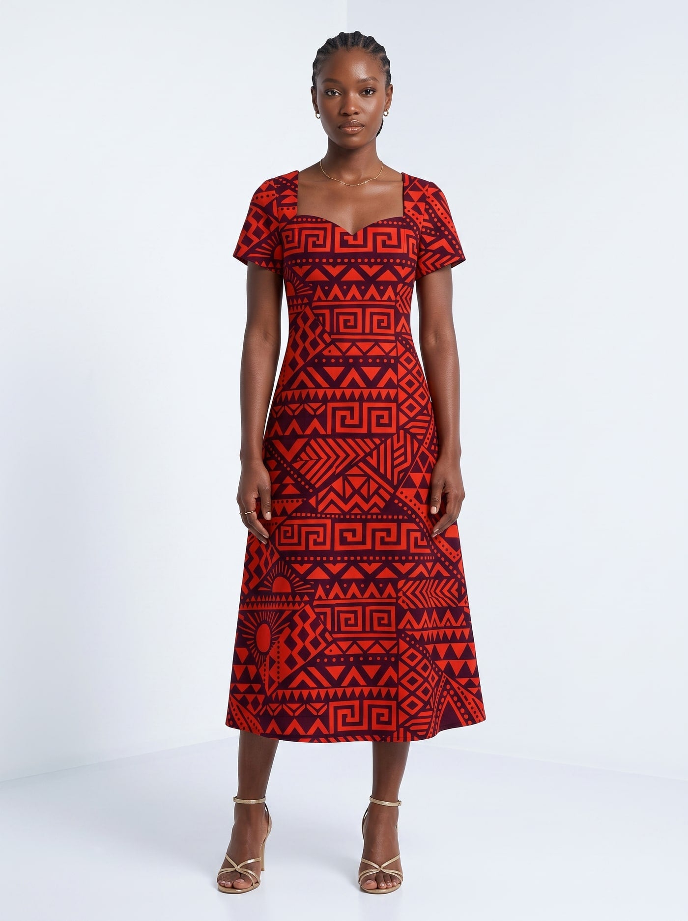 "Shaka Burgundy" Sweetheart Midi Dress