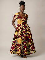 "Burgundy Sheba" Short Sleeve Maxi Dress