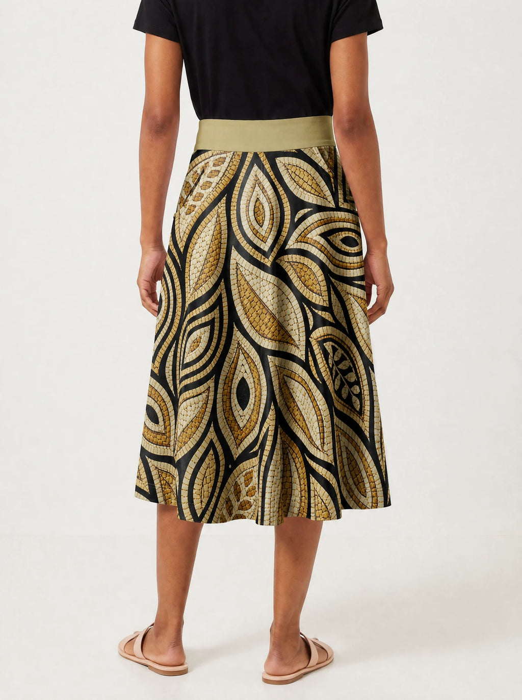 "Ashanti" Twirl Skirt — cropped back view on model