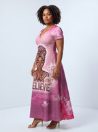 "Imani" Wild Rose Short Sleeve Maxi Dress Promo